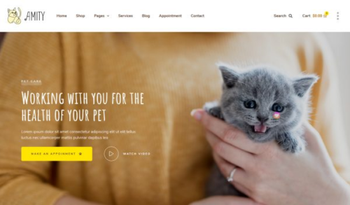Amity – Animal Hospital & Veterinarian Elementor Template Kit for WordPress