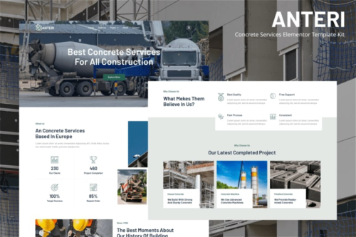 Anteri – Concrete Services Elementor Template Kit for WordPress