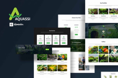 Aquassi – Aquascape & Aquarium Shop Elementor Template Kit for WordPress