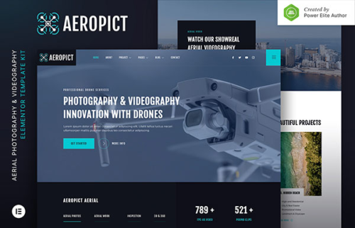 Aeropict – Drone, Aerial Photography & Videography Elementor Template Kit